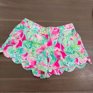 Lilly Pulitzer Pink and Green High Waist Shorts-Medium-Dahlia shorts-4 in inseam